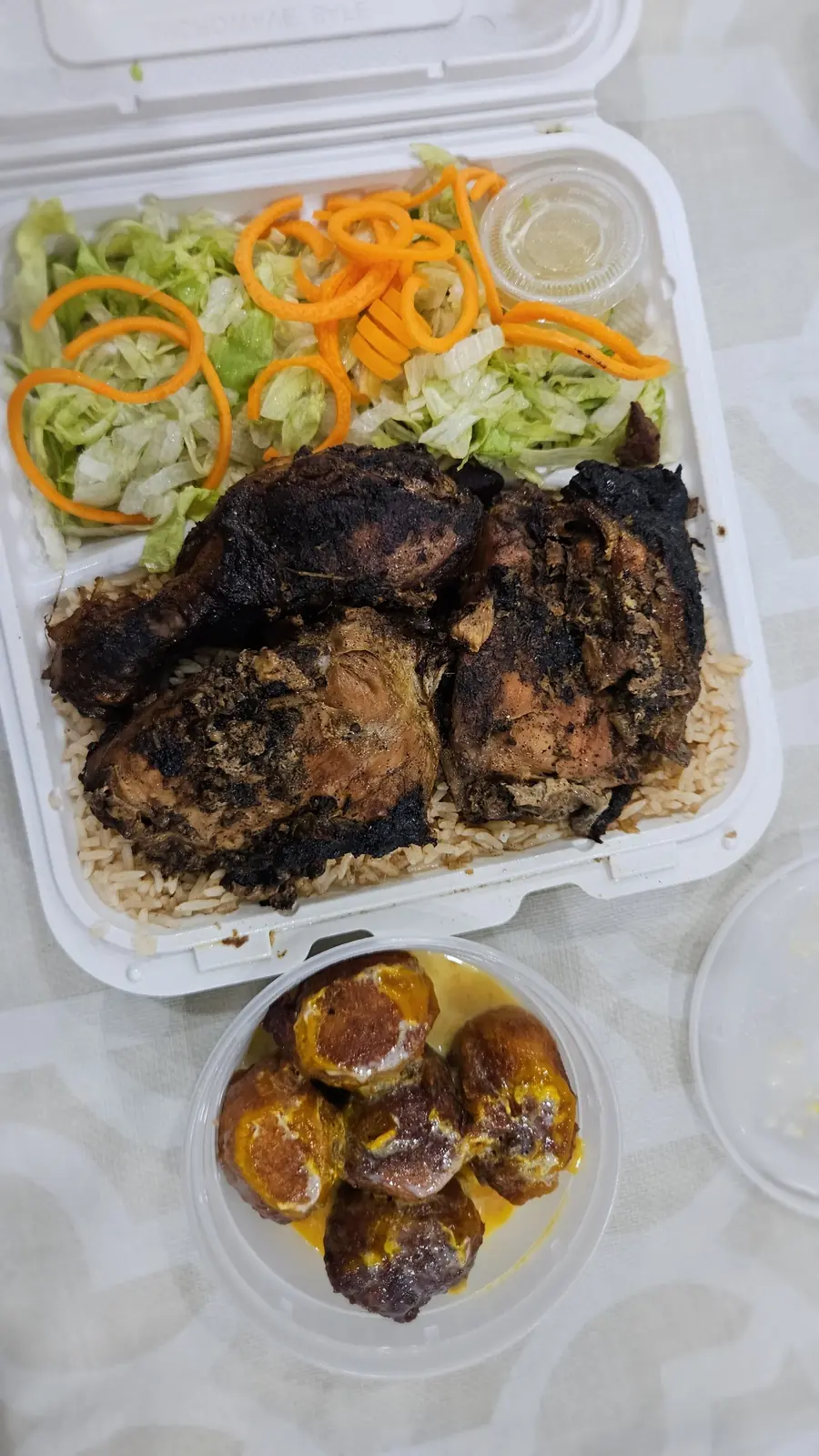 Jerk chicken and patty